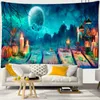 Tapis mural suspendu pour Halloween, Style Boho, citrouille, sorcellerie psychédélique, décoration abstraite pour la maison, vacances, J220804