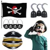 Pirate Captain Cosplay Costume Props Hat Hook Hand Flag Balloons For Halloween Kids Birthday Party Decoration Supplies 220819