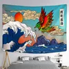 Print Blanket Kanagawa Wave Carpet Wall Hanging Bohemian Bed Hippie Japanese Illustration Kawaii Bedroom Home Decor J220804