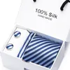 Bow Ties Present Box 100% Silk 65 Färger slipsar Hanky ​​Pocket Squares Cufflink Set Slipsa Male Ivory Polka Dot Easter Daybow