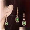 Charm Pendientes de piedras preciosas rojas y verdes 18K Chapado en oro rosa Micro-Set Zircon Crystal Sier Jewelry Drop Entrega 2021 Lulubaby Dhznl