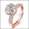 Bandringar Rose Gold Sier justerbar för kvinnor Hand Holding Flower Lady Valentines Day Gift Jewelry Cubic Zirconia Finger Ri Lulubaby DHT5L