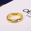 Fashion Designer Gold Letter Band Rings Bague for Women Lady Party Wedding Lovers Regiment Gioielli Colorfast