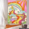 70S 60S Retro Carpet Wall Hanging Tripping Vintage Rainbow Ins Trippy Sun Moon Hippie Decor wall Art J220804