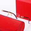 Damskie okulary przeciwsłoneczne Męskie okulary bez krawędzi prostokąt bambus drewnianych okularów okulisty metalowe bezszkaniowe odcienie retro vintage modne okulary z pudełkami