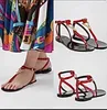 2023 Human Head Sandals European and American Sexy Pop Red Goodware Buckle Build Flat Bottatile Style