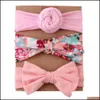 Accessori per capelli Europa Neonate Bowknot Band Kids Florals Fascia color caramella 3 pezzi Set Fascia per capelli Accessorio per bambini Mxhome Mxhome Dhtse