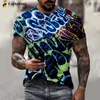 T-shirt da uomo Fashion Neon Graffiti T-shirt stampata 3D Uomo Donna Estate Casual Manica corta Hip Hop Harajuku Streetwear TopsMen's