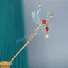 Vintage Hanfu Hair Stick Chinese Pearl Crystal Bead Hairpins Flowers Hairpin With Tassel Headwear Wedding Accessories