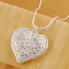 925 Sterling Silver Carved Heart Pendant Snake Chain Necklace For Women Fashion Wedding Party Charm Jewelry