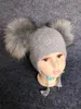 Bérets bébé enfant pompon bonnet chapeaux mignon enfant en bas âge Angora tricoté fourrure de raton laveur boule BeanieBérets