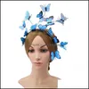 Decorative Flowers Wreaths Led Glow Simation Pink Blue Butterfly Flower Branch Christmas Headband Headdress Party Decorati Bdesybag Dhx0F