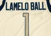 #1 Lamelo Ball NCAA CHINO HILLS HUSKIES LİSESİ #1 Lamelo Ball Jersey Ev Beyaz #2 Lonzo Ball Basketbol Dikişli Formalar