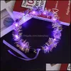 Decorative Flowers Wreaths 10Pcs Glowing Garland Wedding Party Crown Flower Headband Led Light Christmas Neon Wreath Decor Bdesybag Dhubo