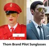 Occhiali da sole Thom Brand Men Pilot Mirror Titanium Sfini da sole a doppio raggio Donne occhiali da prescrizione TB015 con occhiali boxsinge originali