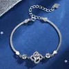 Nya Lucky Leaves Chain Armband 925 Sterling Women S925 Elegant Zircon Designer Armelets smycken gåvor till kvinnliga