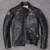 Motorcycle Genuine Leather Jacket for Men Style Biker Jackets Slim Cowhide spring Men 220819