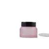 Frasco de vidrio rosa mate esmerilado Botella de crema facial vacía Tapa de rosca con tapa interior Contenedor de embalaje cosmético Ollas recargables portátiles 15G 30G 50G