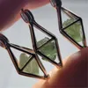 Äkta Moldavite Crystal med stort Herkimer -halsband Tjeckien Tektit Healing Stone Locket Halsband Moldavite Crystal 22089965626