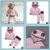 Ensembles De Vêtements Ins Infant Baby Set Enfants Oreilles De Léopard À Capuche T-Shirt Et 2 Pcs Vêtements Costume Enfants Fille Tenues Rose Mxhom Mxhome Dhew9