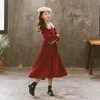 Teen Girls Korean Midi Dress 2023 Automne Princesse Patchwork Enfants Vêtements Élégants Enfants Robes À Manches Longues Printemps Rouge Bleu Y220819