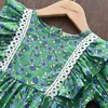 Bear Leader Summer Flower Girls Dresses Lace Short Sleeve Princess Dress Party Birthday Costume Vestidos New Green Kids Clothes Y220819