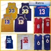 Retro Julius Erving 6 Basketball Jersey Wilt Chamberlain 13 Bleu Noir Blanc Rouge Cousu Throwback Maillots