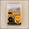 Prezent 25pc Halloween Plasti Candy Torba Torka lub Treat Kids Biscuit Snack Pakiet Pakiet Pakiet Happy Decoration Y220805 D BDesybag DH7CP