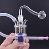 Gros coloré petit narguilé 10mm femelle style spirale double joint verre d'eau dab rig tuyau bong avec bol de brûleur à mazout et tuyau de paille en silicone pour fumer