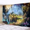 Fairytale dromerige tapijtwand hangen psychedelic enorme paddenstoel kasteel hekserij hippie's kamer decor tapijten j220804