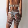 Women Rhinestone Sparkle Body Chain Sexy Bikini Cover-Up For Rave Beach Dance Party Club Colorful Blue Gold Belly Dance Skirt T220819