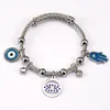 Roestvrij stalen stalen armbandketen Diy Fatima Evil Eye Bracelet Turkse blauwe ogen hartvormige schaal paar armband sieraden