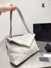 Designer-Umhängetasche für Damen, Loulou, Puffer-Tasche, Puff-Kette, Umhängetasche, Samt, klein, mittel, weiches Leder, hochwertige Clamshell-Kuriertaschen