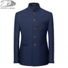 6Color Men S Color Sound Stand Collar Suit Chinois Style Slim Fit Blazer Male Zhongshan Jacket TUNIC 220819