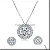 Orecchini Collana Set di gioielli da sposa per le donne Sposa creato Moissanite Diamante Pietra preziosa Regalo di anniversario Sier Set Dr Carshop2006 Dhw9M