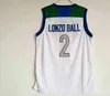 #1 Lamelo Ball NCAA CHINO HILLS HUSKIES LİSESİ #1 Lamelo Ball Jersey Ev Beyaz #2 Lonzo Ball Basketbol Dikişli Formalar