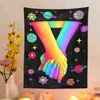 Psychedelic Planet Tapestry Houd je handmuur hangende hippie zwarte tapijten starry sky achtergrond worp cover decor j220804