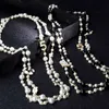 سلاسل طويلة للنساء من اللؤلؤ المطرز بالخرز قلادة Collares de moda رقم 5 مجوهرات حفلات الزهور