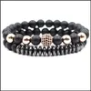 Set di bracciali da uomo con fili di perline Teampunk Bracciale con perline elastiche Zircone nero Micro Ball Set Drop Delivery 2021 Gioielli Carshop2006 Dh1A8