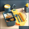 Servis uppsättningar Grid Microwave Lunch Box Portable Japan fack Bento enkel stil fruktsallad container förvaring för barn mxhome dhmks