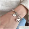 Catena a maglie 925 Sterling Sier Love Letter Heart Bracciale a doppio strato Design unico femminile Thai Retro Light Luxury Jewel Dhseller2010 Dhpy9