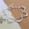 925 argent Sterling plein coeur chaîne Bracelet pour femme charme mariage fiançailles mode fête bijoux