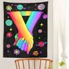 Psychedelic Planet Tapestry Houd je handmuur hangende hippie zwarte tapijten starry sky achtergrond worp cover decor j220804