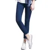 Женские джинсы повседневная высокая талия летние осенние брюки Slim Strim Strate Cotton Denim Bonders для женщины синий черный 100 кг 220819