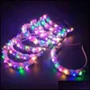 Flores decorativas grinaldas 20pcs LED LUZ FLOR GRANTAGEM DA BANDER DA PARTE CRIANÇAS ADTS GIRLS BRIDAL Party Hairband Birthd Bdesybag Dhi8t