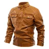 Jackets masculinos Autumn Leather Jacket Men Motorcycle Pu Biker Coffee Casual Casual Casual Vintage para Outwearmen's