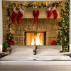 Julbakgrund Vägggåvor eldstad tapestry xmas röda strumpor rum sovrum sovsal hem dekor tapiz 95x73 j220804
