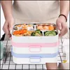 Geschirr-Sets Oneup 304 Edelstahl Thermo-Lunchbox Tragbarer auslaufsicherer Bento 1000 ml Vorratsbehälter mit Geschirr Yydhhome Dheu0