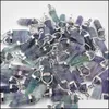 Arti e mestieri all'ingrosso di moda di buona qualità naturale fluorite pietra pilastro fascini punto chakra pendenti per gioielli Maki Sports2010 Dhlci