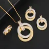 Ohrringe Halskette exklusive Schmucksets runden Kreis Ring Kubikzirkonias Hochzeitsrückgang für Frauenohrringe Ohrringe